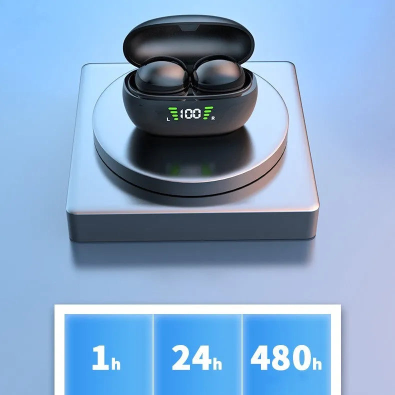 Wireless Bluetooth-compatible In-Ear Headset with Super Mini Design, Black English Version, featuring Digital Display Screen and Call Function for Music and Calls up to 10-Metre Range