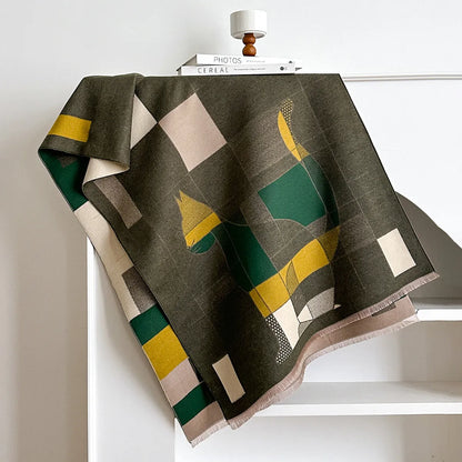 Mid-length 185cm polyester imitation cashmere scarf in eight autumn colours