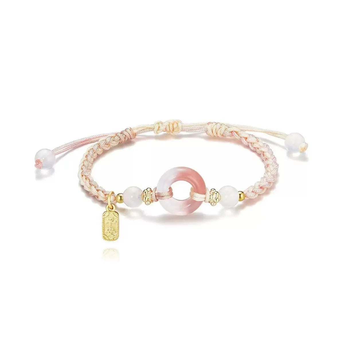 DIY woven watch band with peach blossom peace buckle in mixed materials