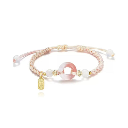 DIY woven watch band with peach blossom peace buckle in mixed materials