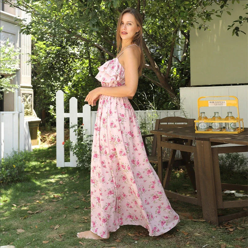 Elegant printed dresses in white colour, featuring various floral and geometric patterns, suitable for British women's fashion