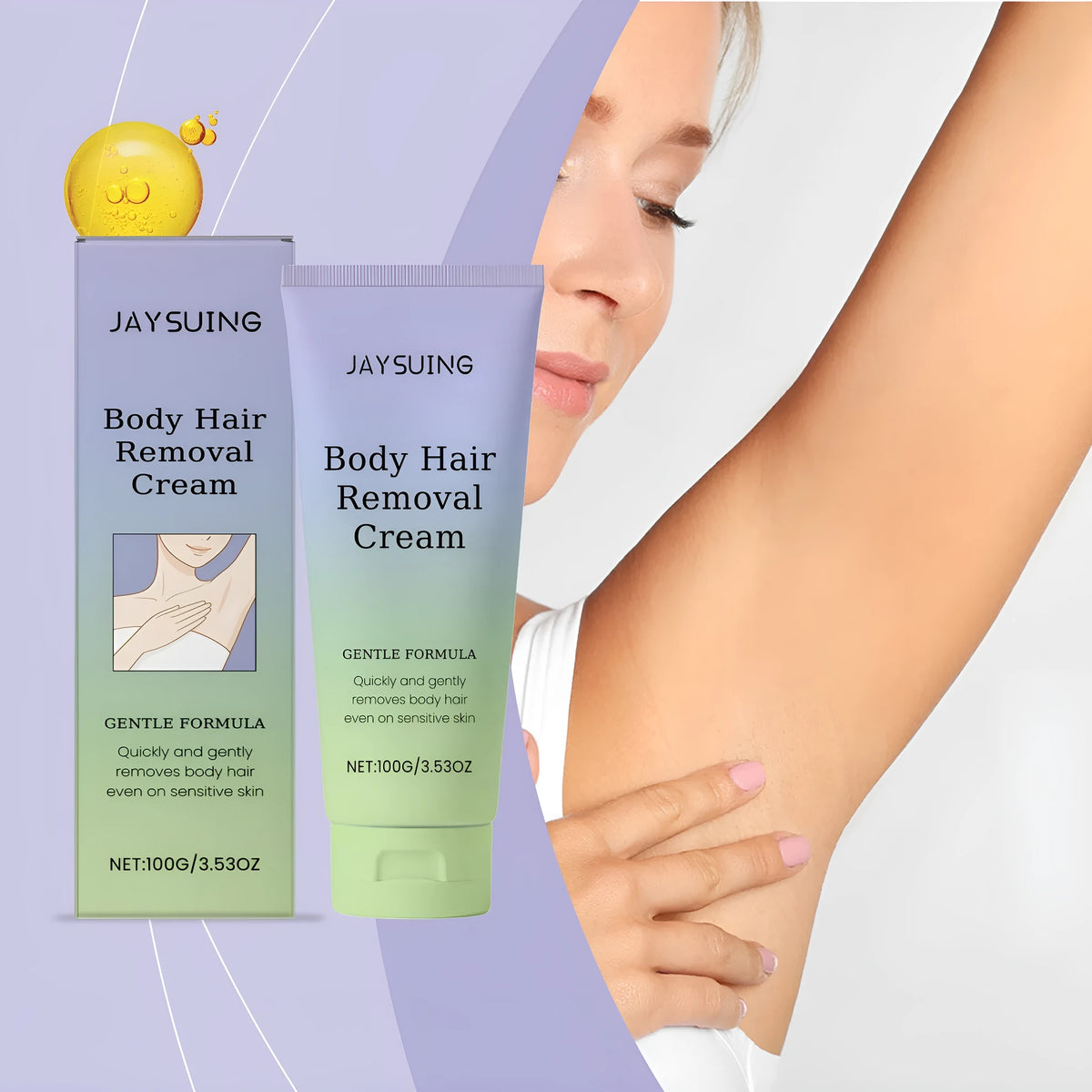 100g tube of moisturising hair removal cream with witch hazel and glycerin for legs, arms, bikini area