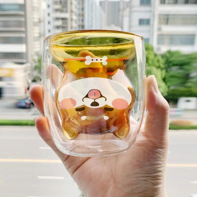 3D double-layer panda cup with skull design for wine, featuring inner Christmas tree pattern
