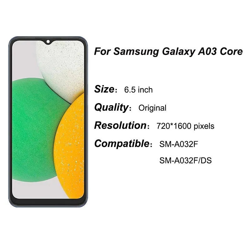 Samsung A03 Core mobile phone LCD screen assembly replacement part with display and touch components