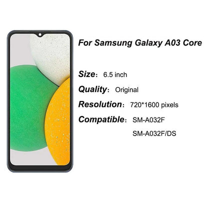 Samsung A03 Core mobile phone LCD screen assembly replacement part with display and touch components