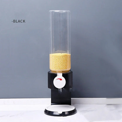 Airtight food storage bottles in white, blue, black, and pink for kitchen organisation