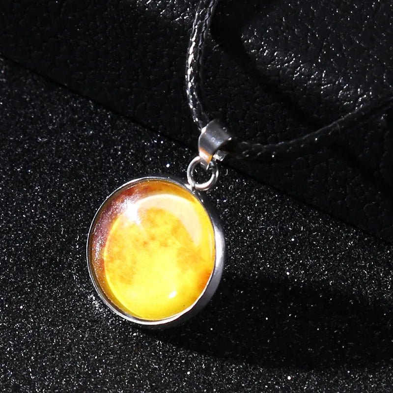 Time Stone luminous alloy necklace with constellation pendant and adjustable chain in various colours