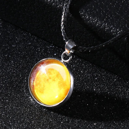 Time Stone luminous alloy necklace with constellation pendant and adjustable chain in various colours