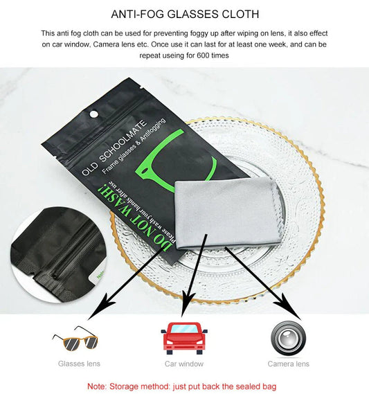 Premium anti-fog glasses cloth for clear vision, compact and lightweight