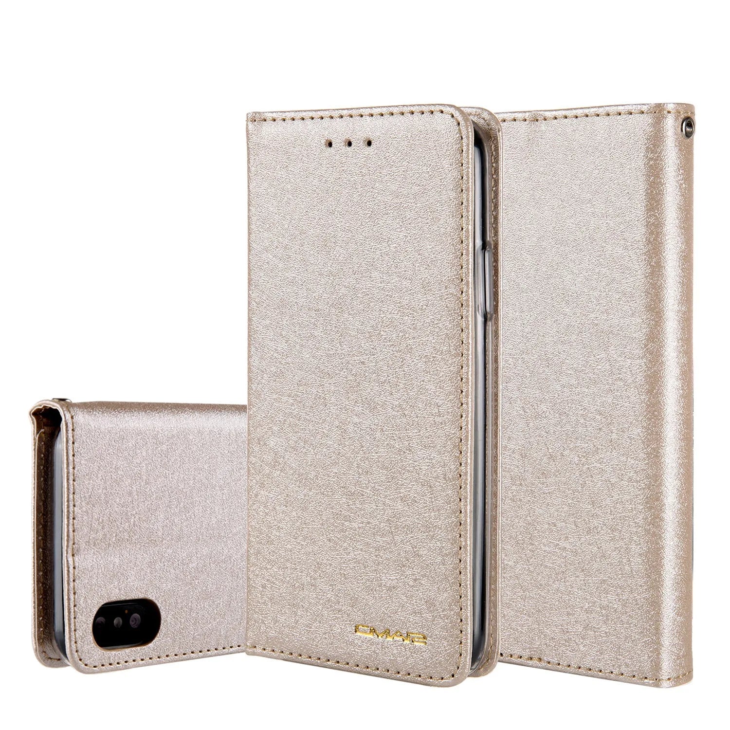 Black PU leather flip phone case for iPhone with open card holder slots