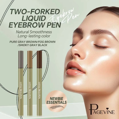 Two fork eyebrow pencil with waterproof liquid eyeliner tip in brown and black colours