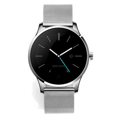K88H smartwatch showing heart rate monitoring on 1.3-inch IPS screen with optional strap colours
