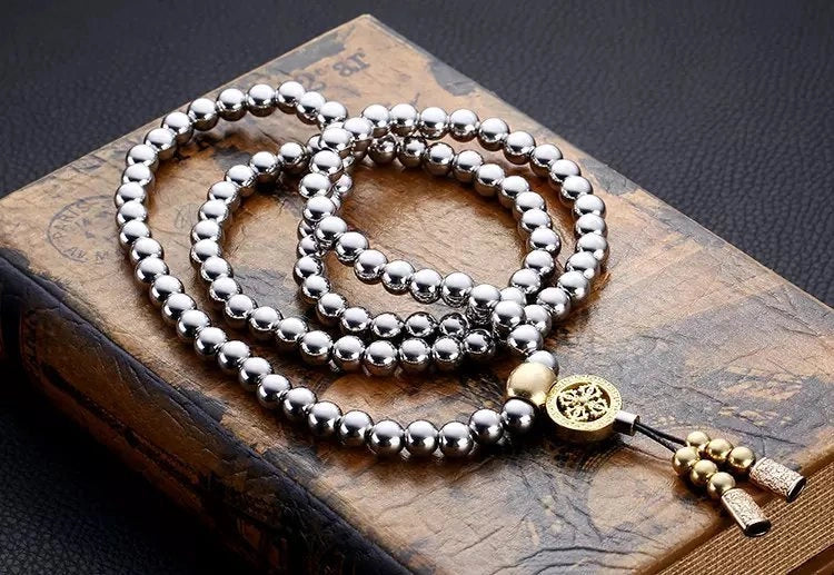 Stylish stainless steel bead bracelet with copper alloy fittings, perfect for any occasion