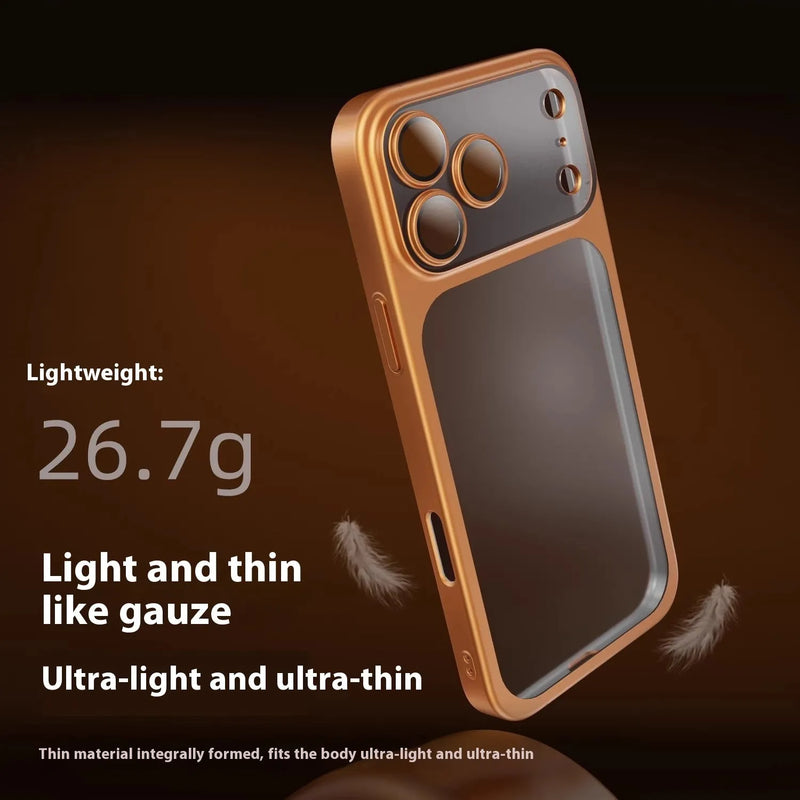 PC Phone Case with Frosted Electroplating Drop-resistant All-inclusive Design for iPhone 17 Series in Black, Dark Blue, Desert Gold, Orange, and Titanium Grey