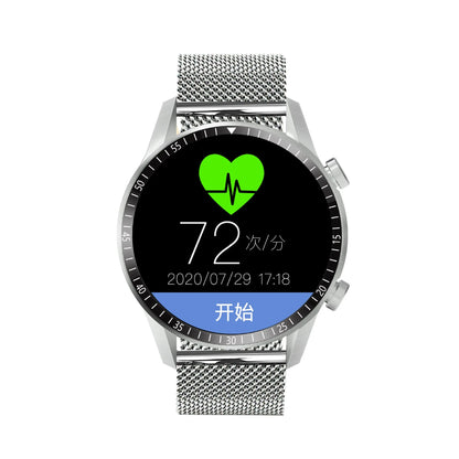 Round aluminium alloy smartwatch with Bluetooth calling on wrist, showing black colour option.