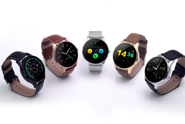 K88H smartwatch showing heart rate monitoring on 1.3-inch IPS screen with optional strap colours