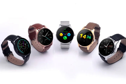 K88H smartwatch showing heart rate monitoring on 1.3-inch IPS screen with optional strap colours