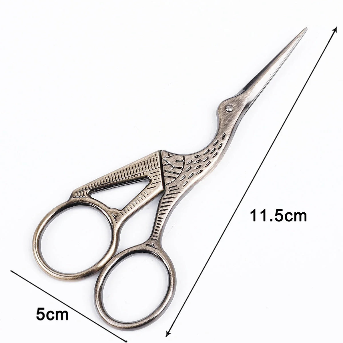 Elegant crane-shaped embroidery scissors crafted from premium stainless steel for precise, effortless cutting