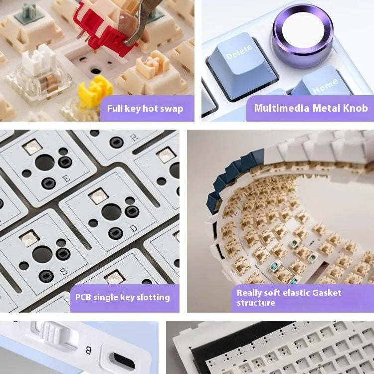 Wireless mechanical keyboard with RGB backlighting and hot-swappable key switches.