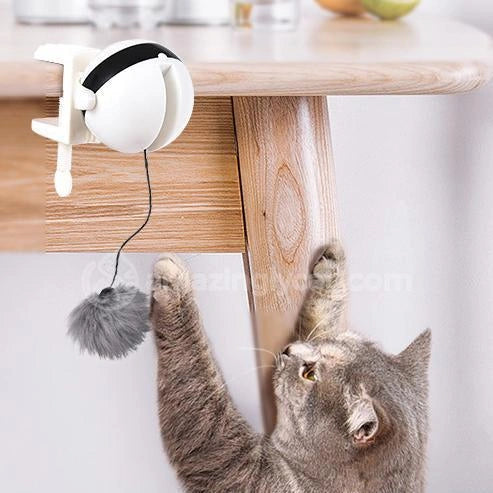 Interactive electronic cat toy with motion for feline fun and exercise