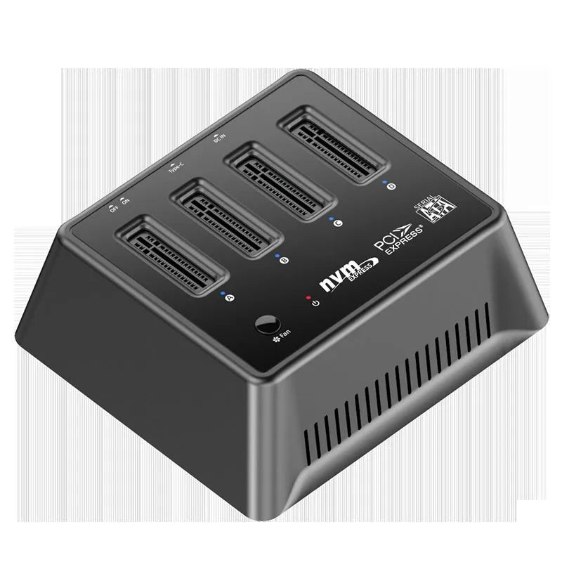 Silver aluminium M.2 Dual Protocol SSD Base showing mounting holes and dual-interface socket
