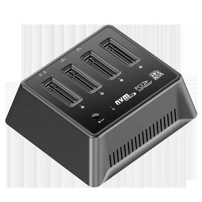 Silver aluminium M.2 Dual Protocol SSD Base showing mounting holes and dual-interface socket