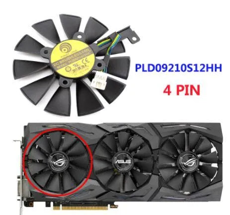 ASUS ROG Strix graphics card replacement cooling fan with 87mm dimensions and 4-pin connector