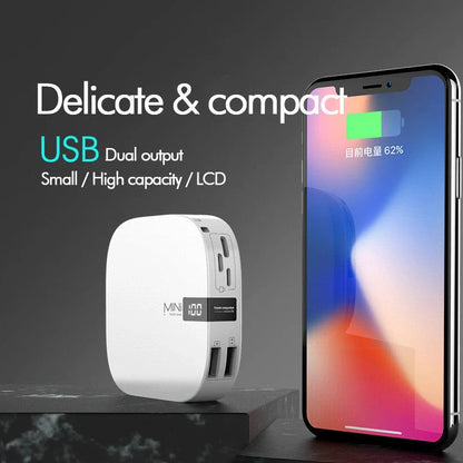 10000mAh mini power bank with digital display showing battery percentage