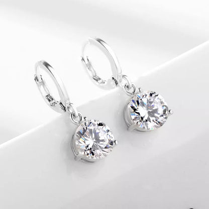 Zircon Water Drop Necklace and Earring Set with unique snake bone chain and mixed gem setting