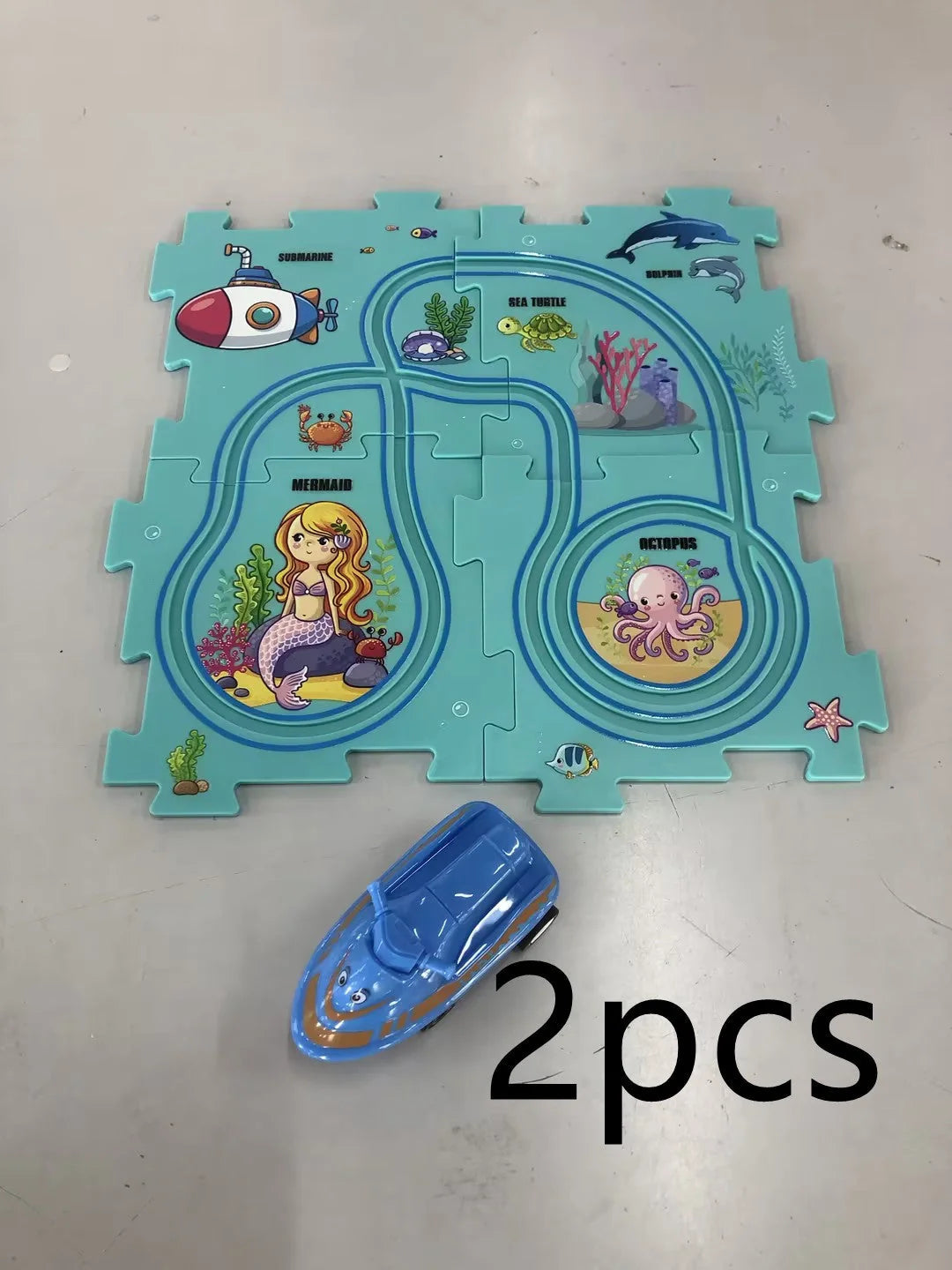 DIY Electric Railroad Speeder Toy with puzzle tracks and automatic car