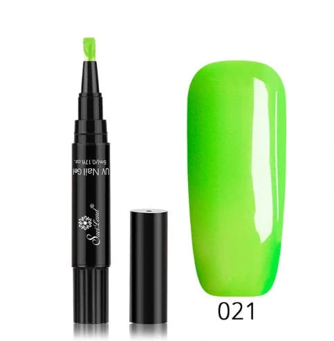 3-in-1 Gel Nail Varnish Pen with Glitter for One-Step Nail Art