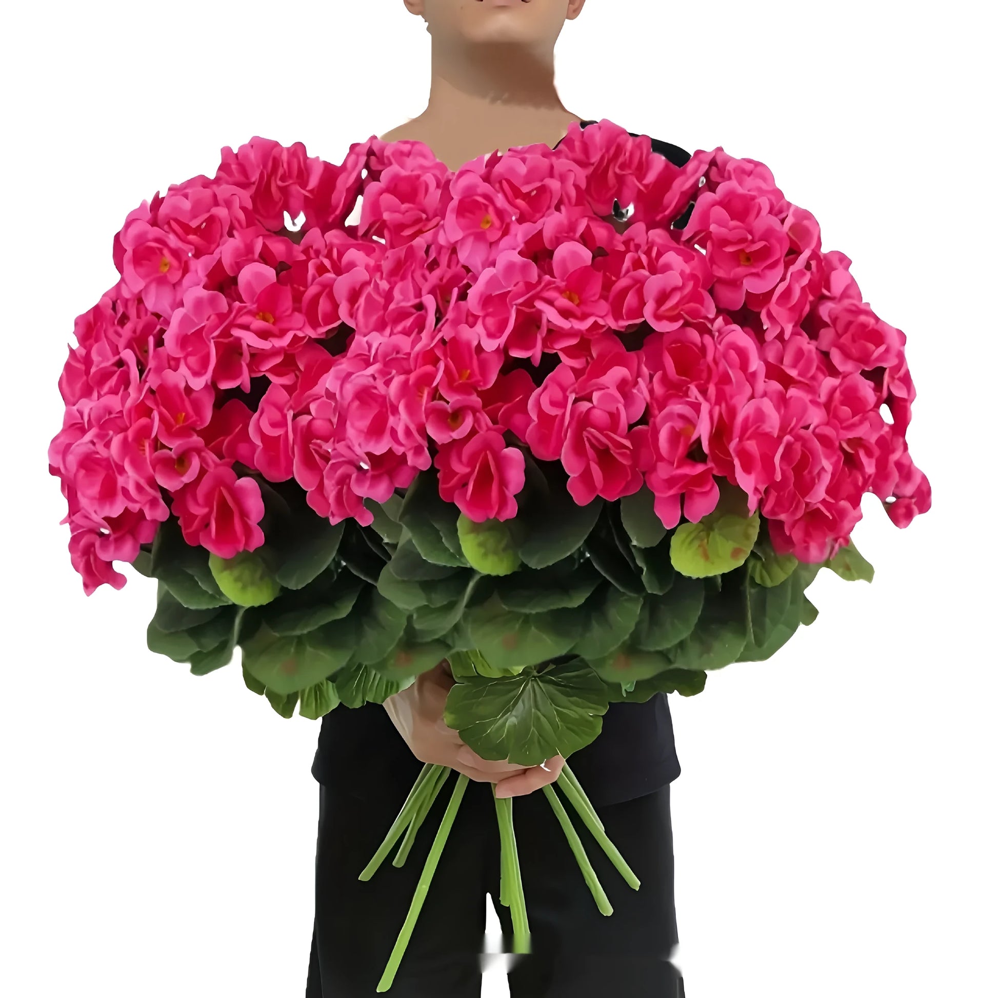 35cm tall red artificial crabapple silk flower with geranium-style details for home decoration