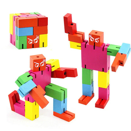 Assembled wooden educational toys for children in vibrant colours
