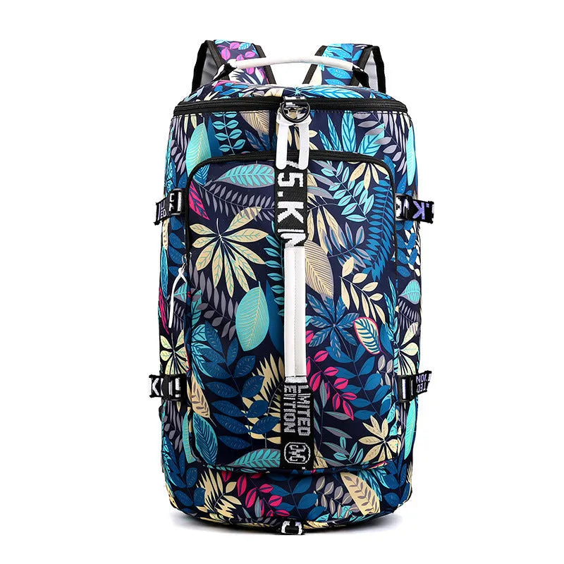 Black waterproof 3-in-1 convertible nylon backpack showing shoe compartment and combination lock.