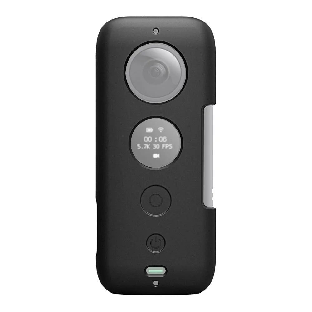 Black and red silicone protective cases for Insta360 ONE X camera showing precise control cutouts