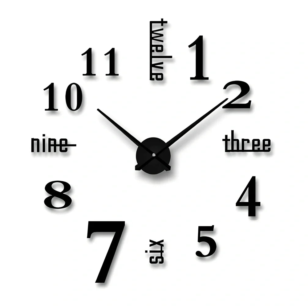 25-inch solar wall clock with laser-engraved markings and European round design in black finish