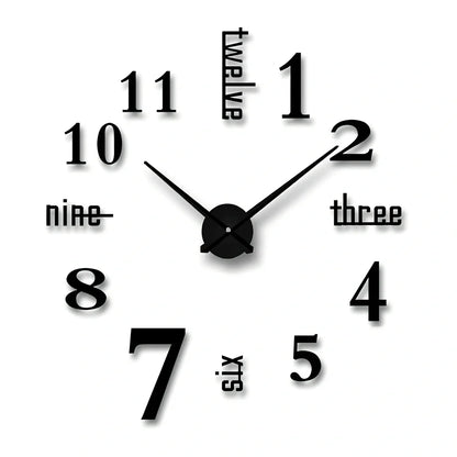 25-inch solar wall clock with laser-engraved markings and European round design in black finish
