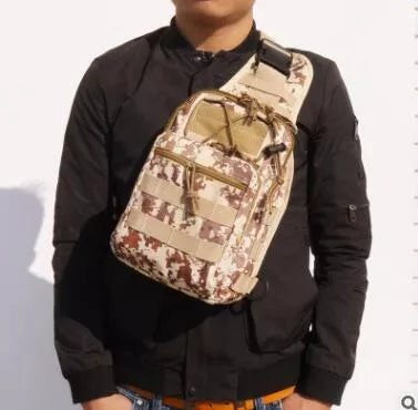 Compact camouflage canvas chest bag for outdoor sports, waterproof and lightweight