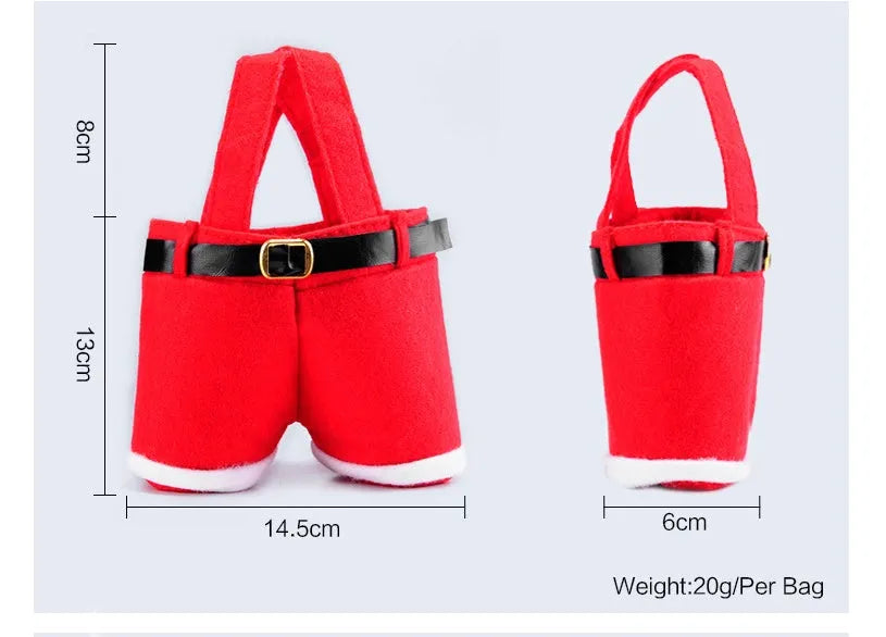 Red velvet Christmas bag for sweets measuring 21cm tall by 14.5cm wide