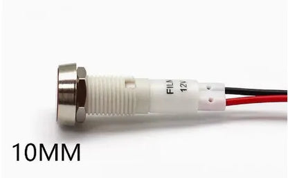 10mm stainless steel edge plastic indicator light with wire connection and flat end metal design
