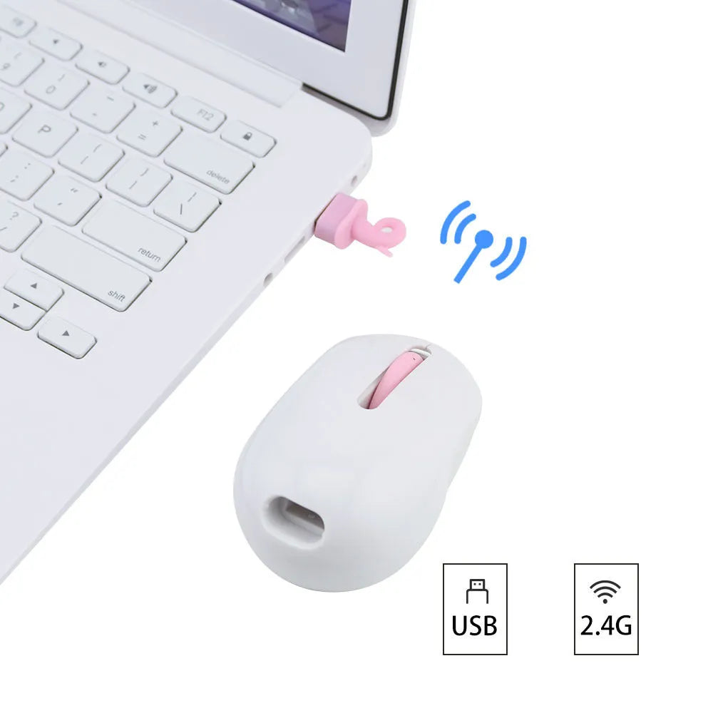 Pink wireless silent mouse, 1200 DPI optical, 2.4GHz USB, 96 x 60 x 40mm, touch wheel