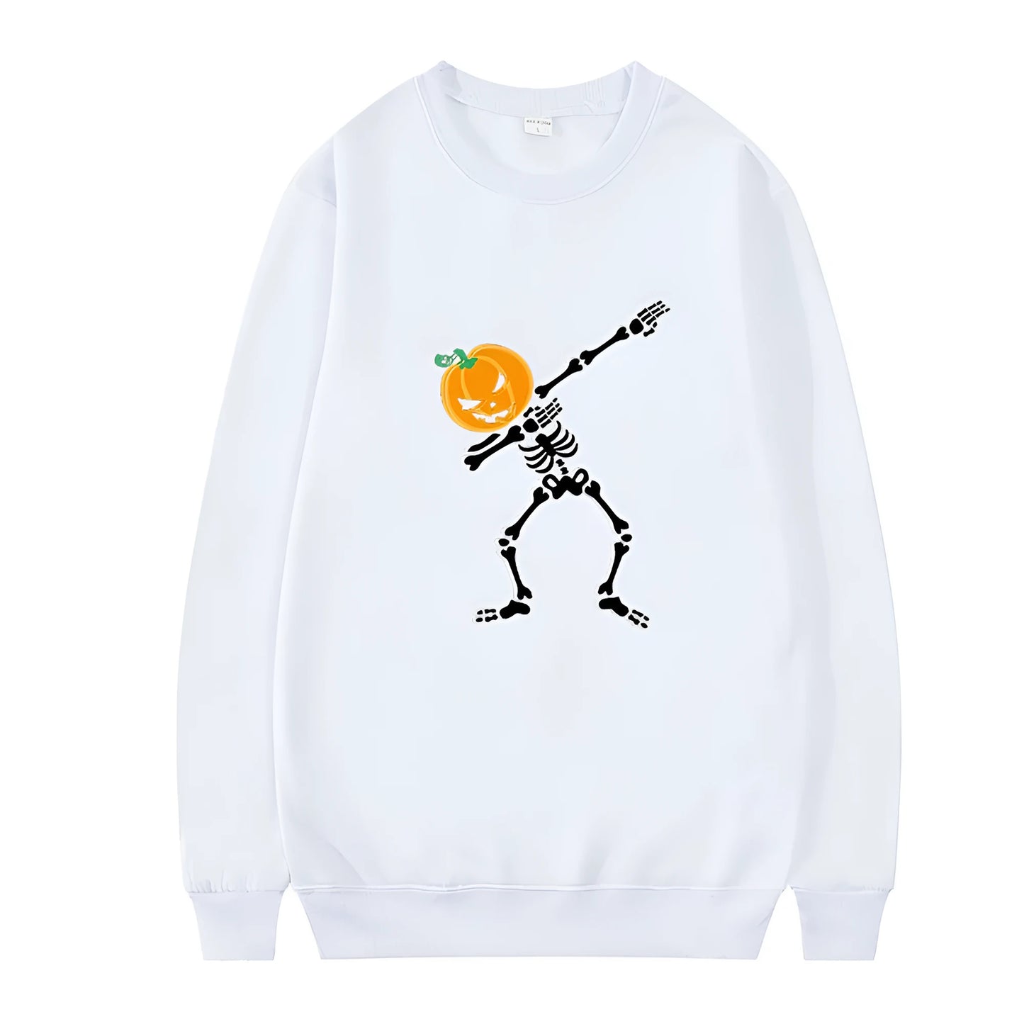 Women's printed crew neck long-sleeve top in cotton-polyester blend fabric for autumn and winter wear