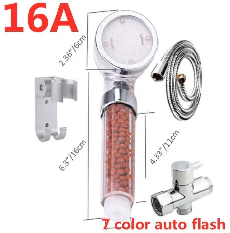 Color Changing LED Shower Head with temperature sensor and high pressure