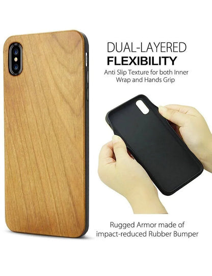 Wooden phone case with TPU bumper and laser carving pattern for smartphones