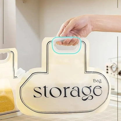 Cream coloured grain storage bag with large opening for rice wheat beans storage