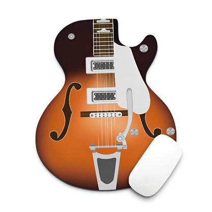 Guitar-shaped mouse pad, 22cm x 18cm, natural rubber and fine cloth, 2mm thick, anti-skid back, nine guitar styles.