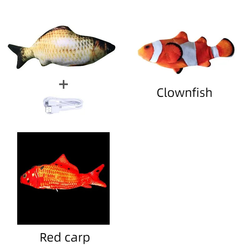 30cm multicolour electronic jumping fish cat toy with USB charging cable