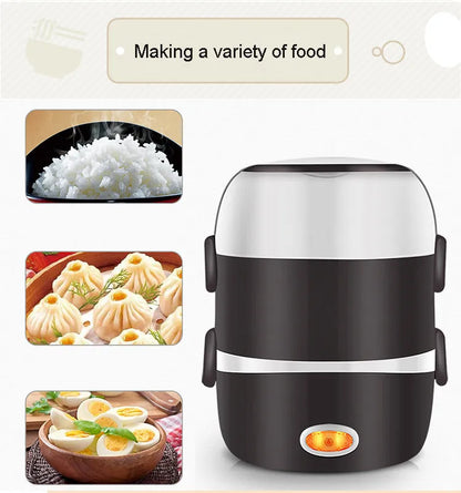 Electric heating lunch box with USB connection in two-layer and three-layer capacity options