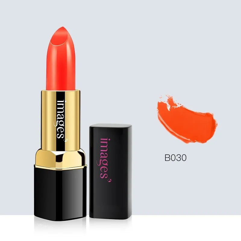 A tube of natural lipstick lip gloss in a choice of ten colours, showing a net weight of 3.8g.