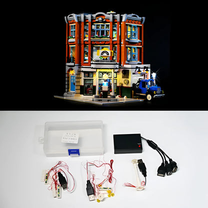 MOC modified LED lighting accessories with plastic housing for building block corner illumination